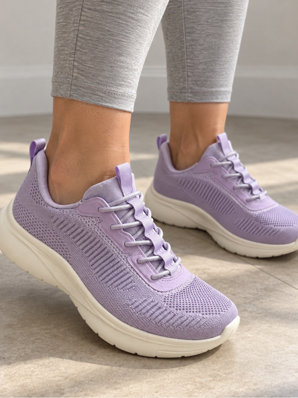 🌼 3/$15 SALE ALLSWIFIT ActiveFlow Lavender Purple Knit Walking Sneakers Size 7